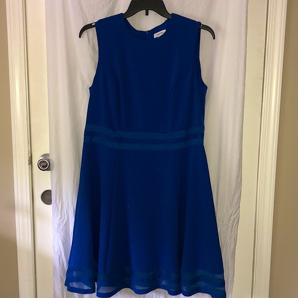 Calvin Klein Dresses & Skirts - Calvin Klein sleeveless Electric Blue size 14W knee length cocktail dress